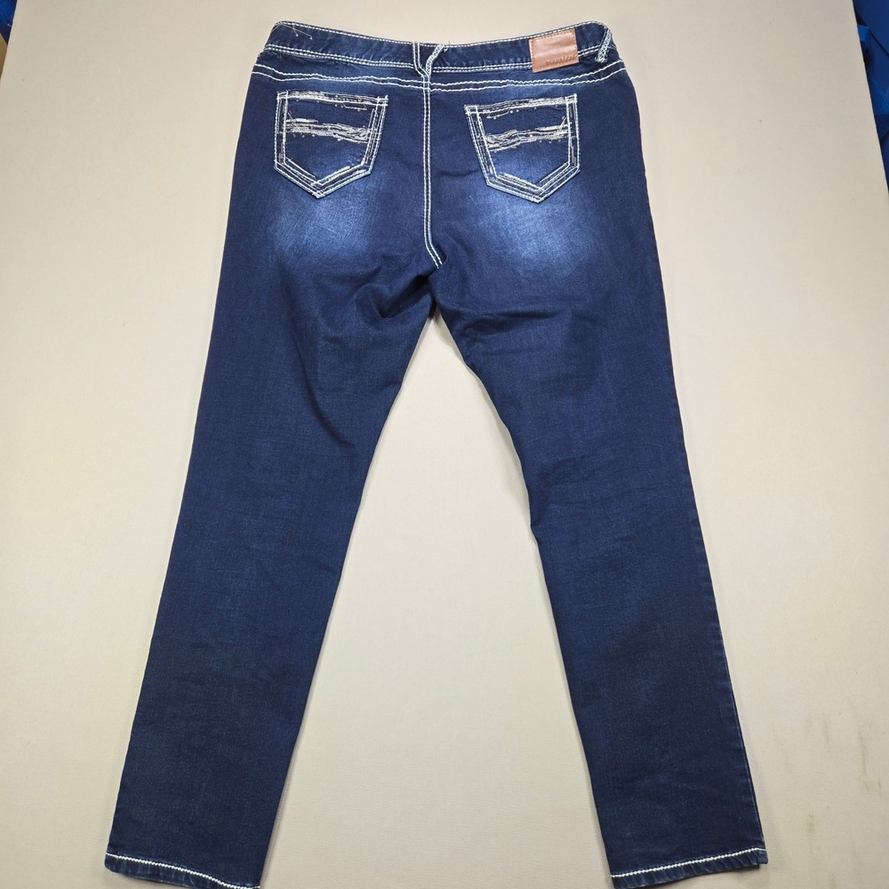 Maurices Jeans Dark Wash Contrast Stitch Sequin Pocket Blue Womens 20 REG - Picture 2 of 13